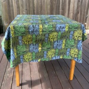 Vintage Block-printed Amish Folk Art Traditional Motif Tablecloth #0715255